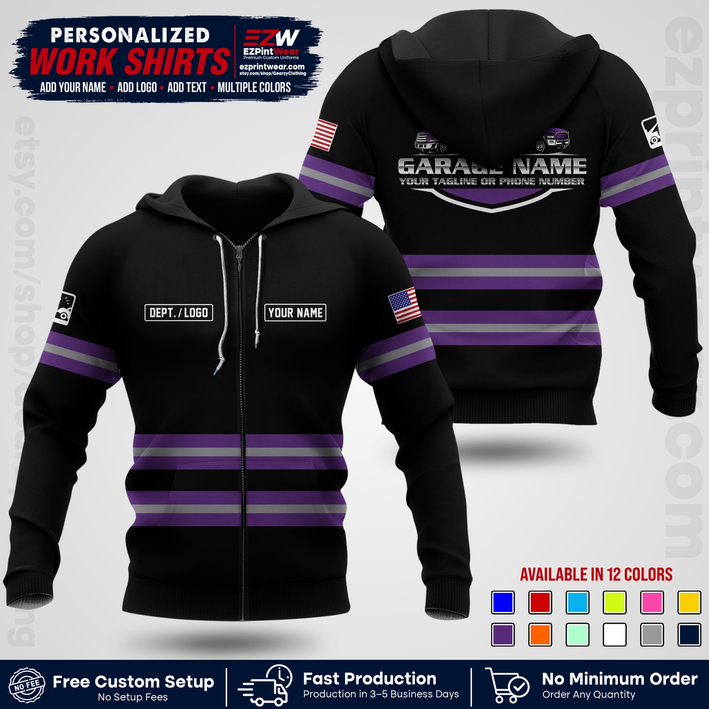 Custom Towing Workwear Uniform | Personalized Tow Truck Shirt | Non-Reflective Safety Stripe Apparel | Custom Towing Shirt | Tow Truck Apparel TW03