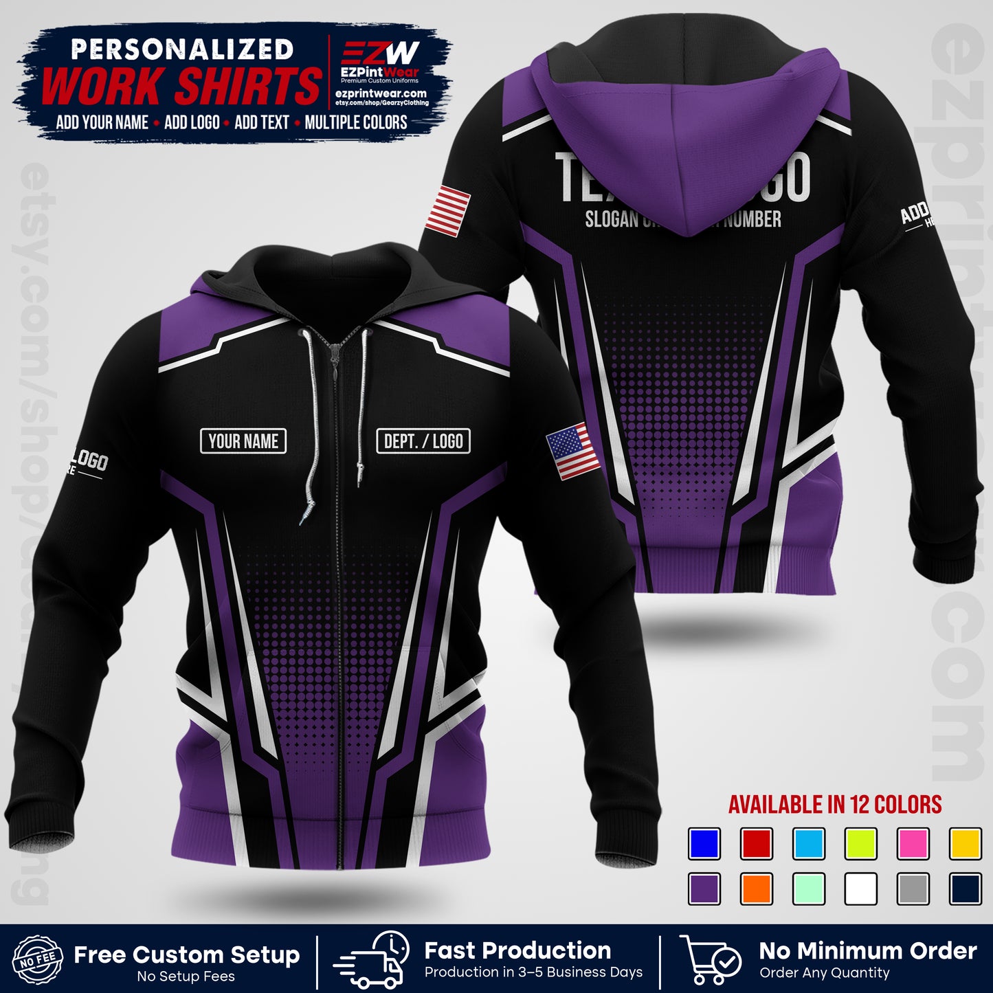 Custom All Over Print Work Uniform Shirt with Name, Logo & Text | Custom Hawaiian Shirt | Company Shirt | Employee Uniform UNF17