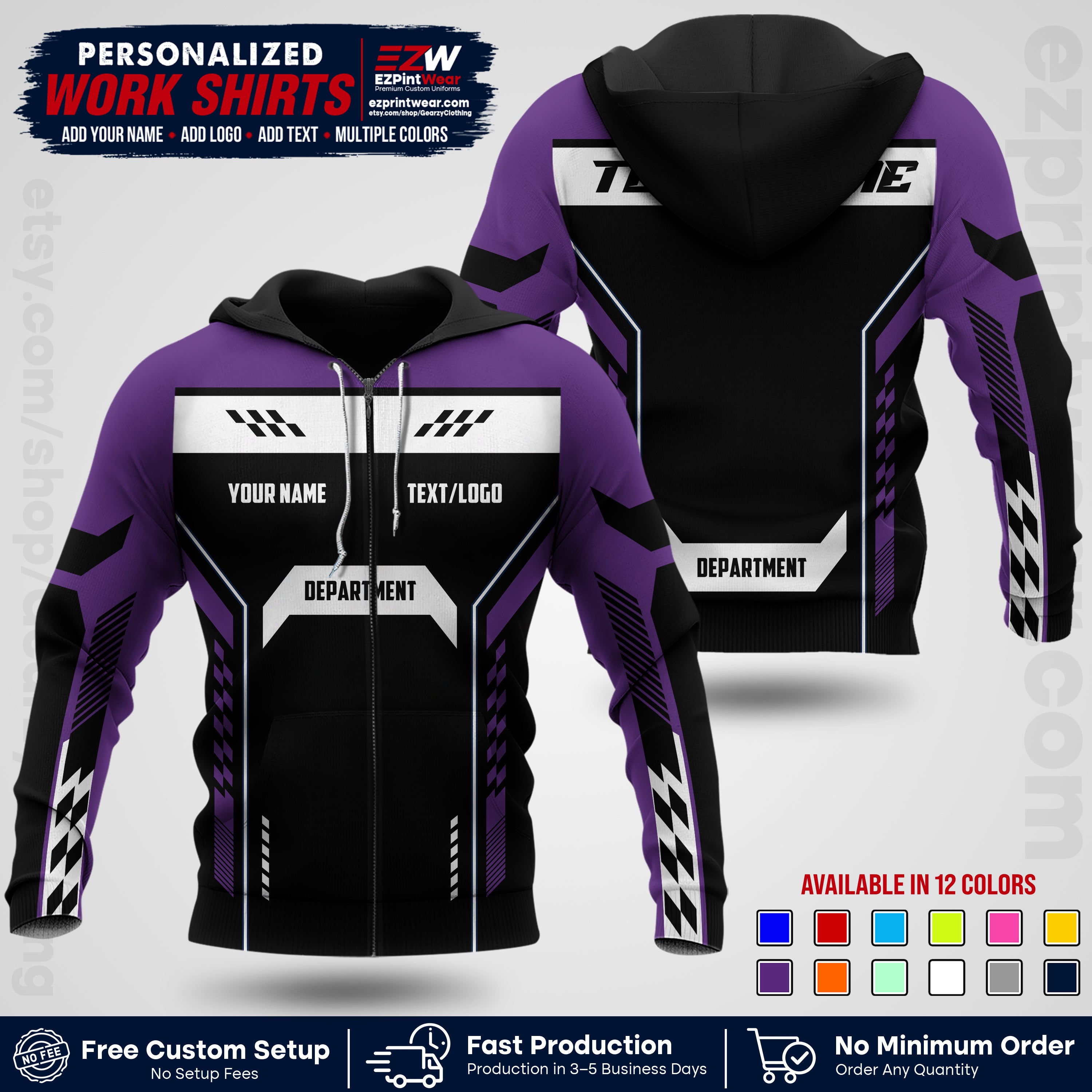 Custom All Over Print Work Uniform Shirt with Name, Logo & Text | Custom Hawaiian Shirt | Company Shirt | Employee Uniform UNF18