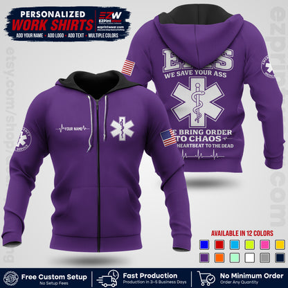 Custom EMS Shirt with Name, Logo & Text | EMS Team Uniform | First Responder Workwear EMSU05
