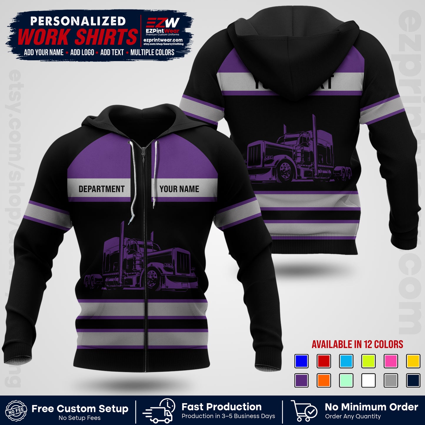 Personalized Truck Driver Workwear Uniform | Custom Safety Stripe Apparel | Non-Reflective Reflective Style Design TW02