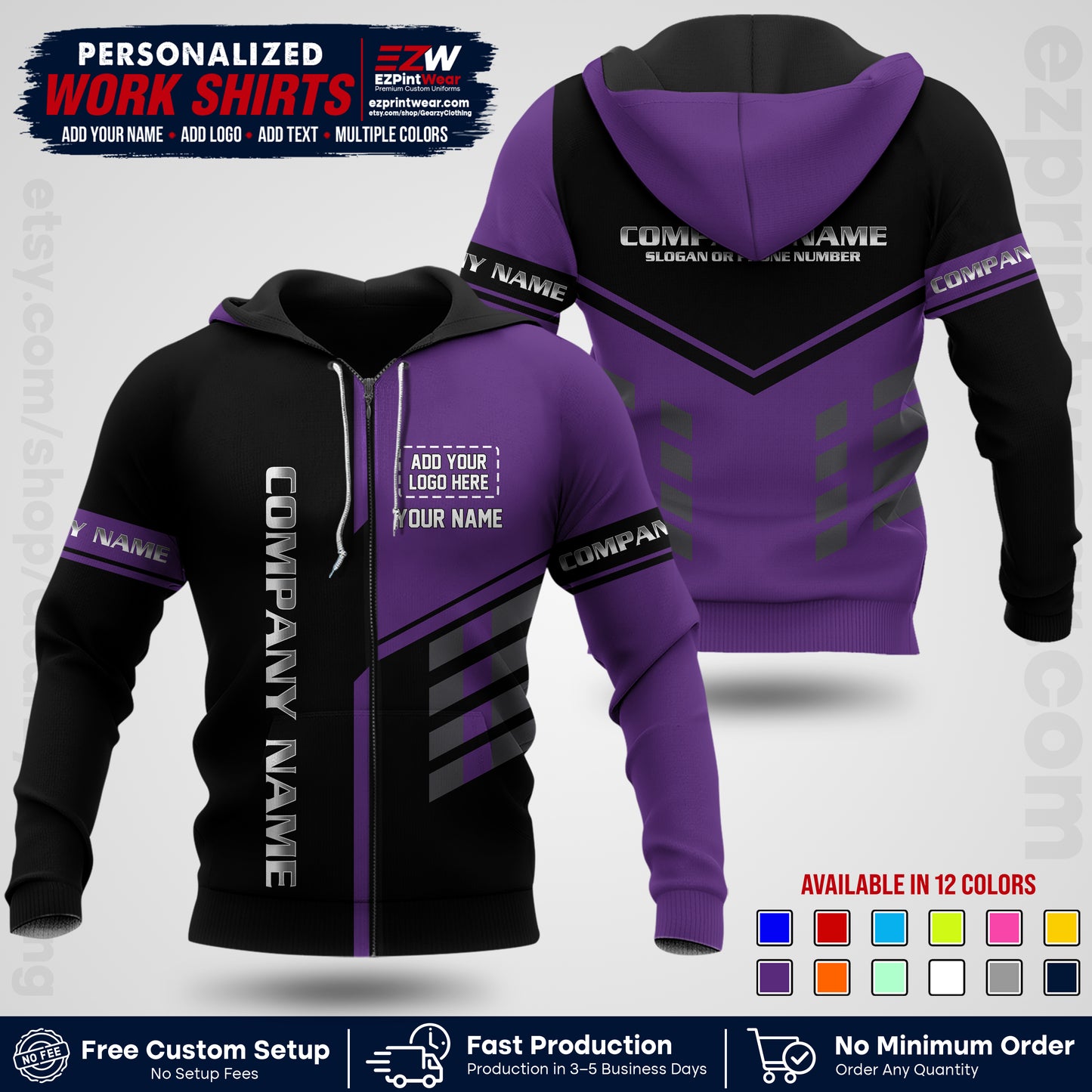 Custom All Over Print Work Uniform Shirt with Name, Logo & Text | Custom Hawaiian Shirt | Company Shirt | Employee Uniform UNF09