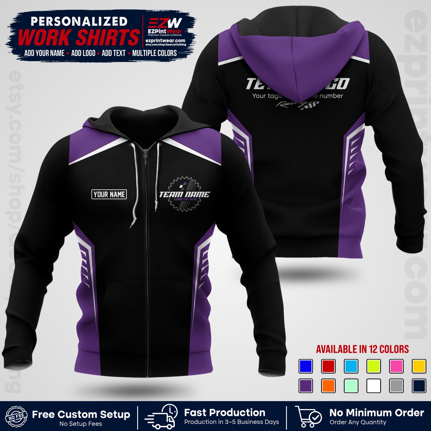 Custom Racing Shirt with Name, Logo & Text | Race Team Uniform | Crew Apparel RC07