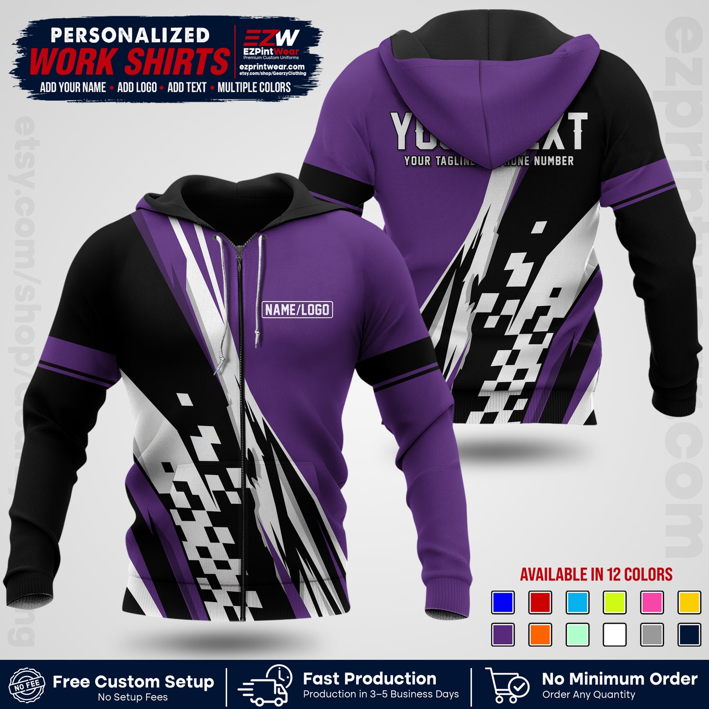 Custom Racing Shirt with Name, Logo & Text | Race Team Uniform | Crew Apparel RC04
