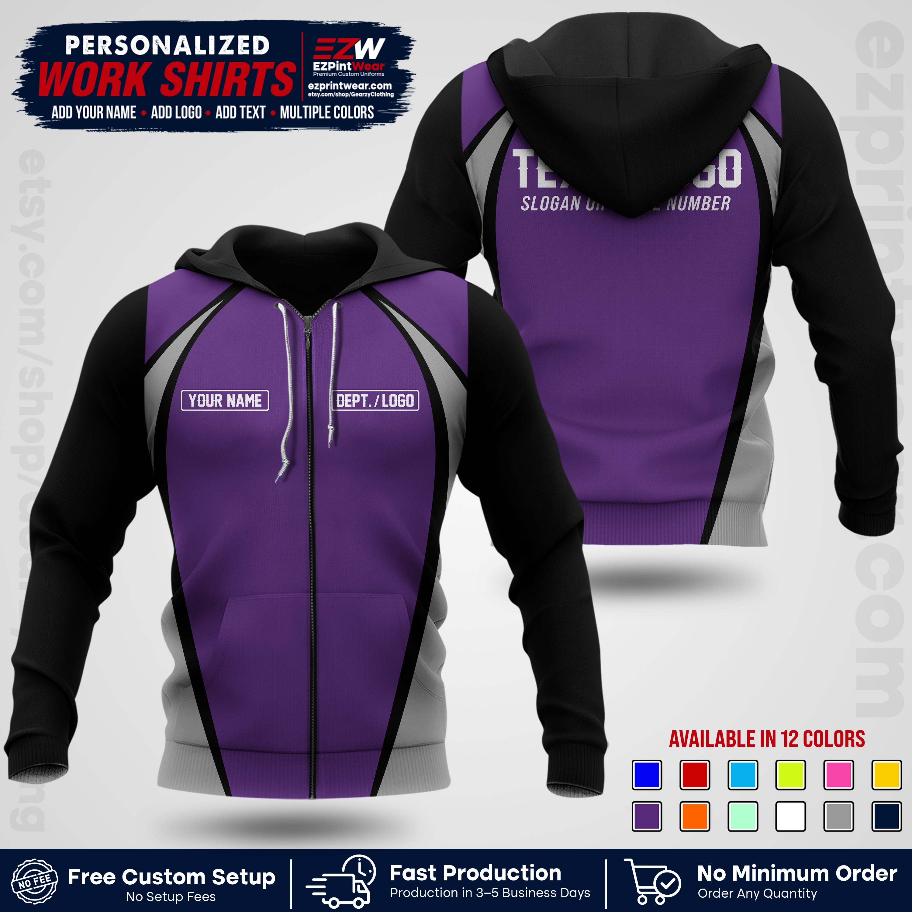 Custom All Over Print Work Uniform Shirt with Name, Logo & Text | Custom Hawaiian Shirt | Company Shirt | Employee Uniform UNF20
