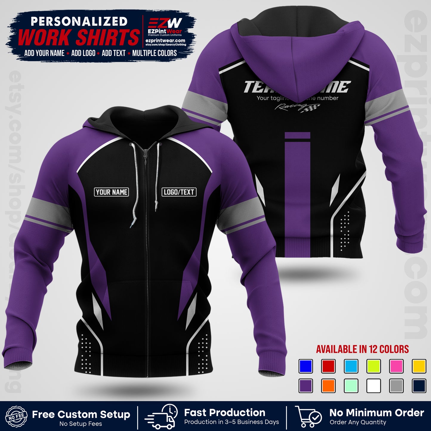 Custom Racing Shirt with Name, Logo & Text | Race Team Uniform | Crew Apparel RC06