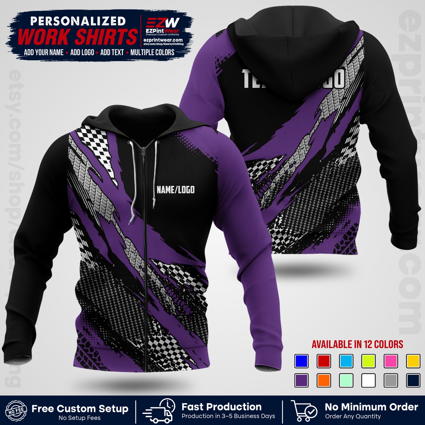 Custom Racing Shirt with Name, Logo & Text | Race Team Uniform | Crew Apparel RC05