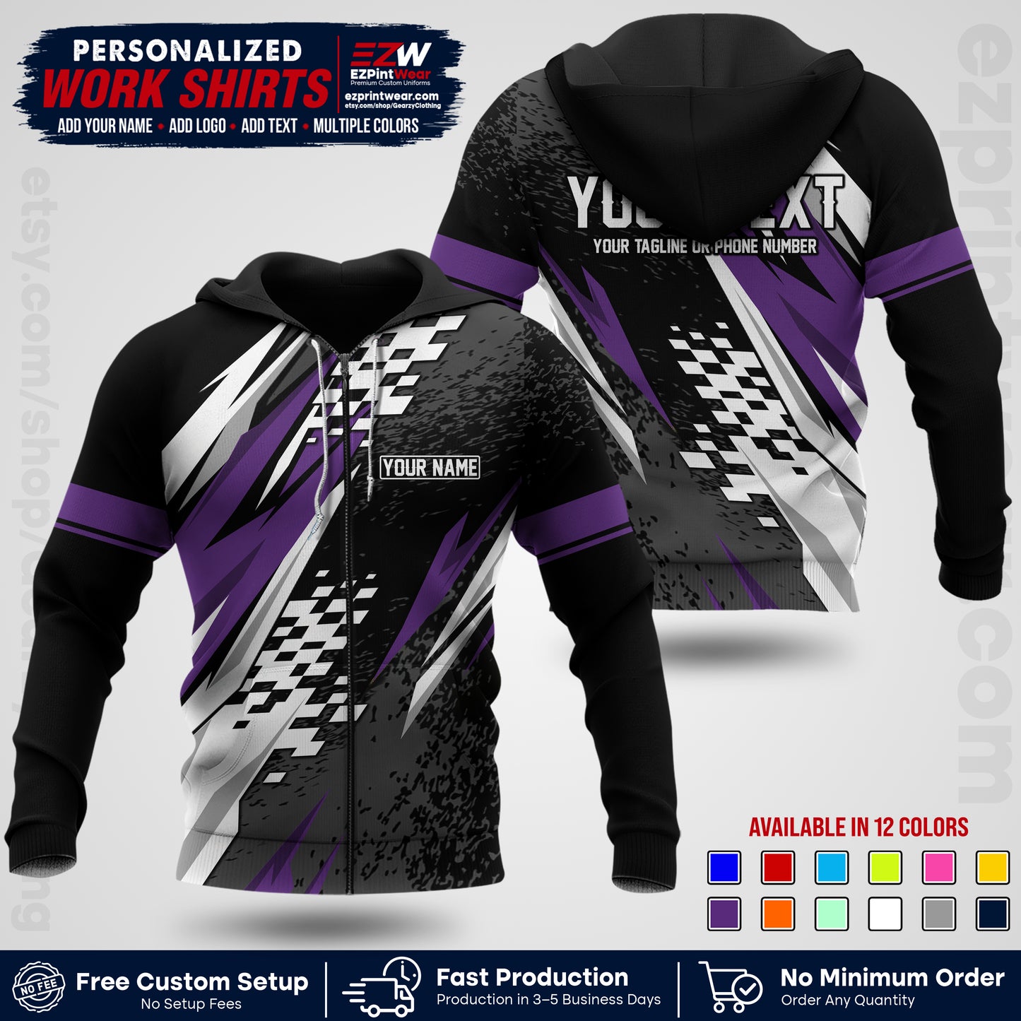 Custom Racing Shirt with Name, Logo & Text | Race Team Uniform | Crew Apparel RC03