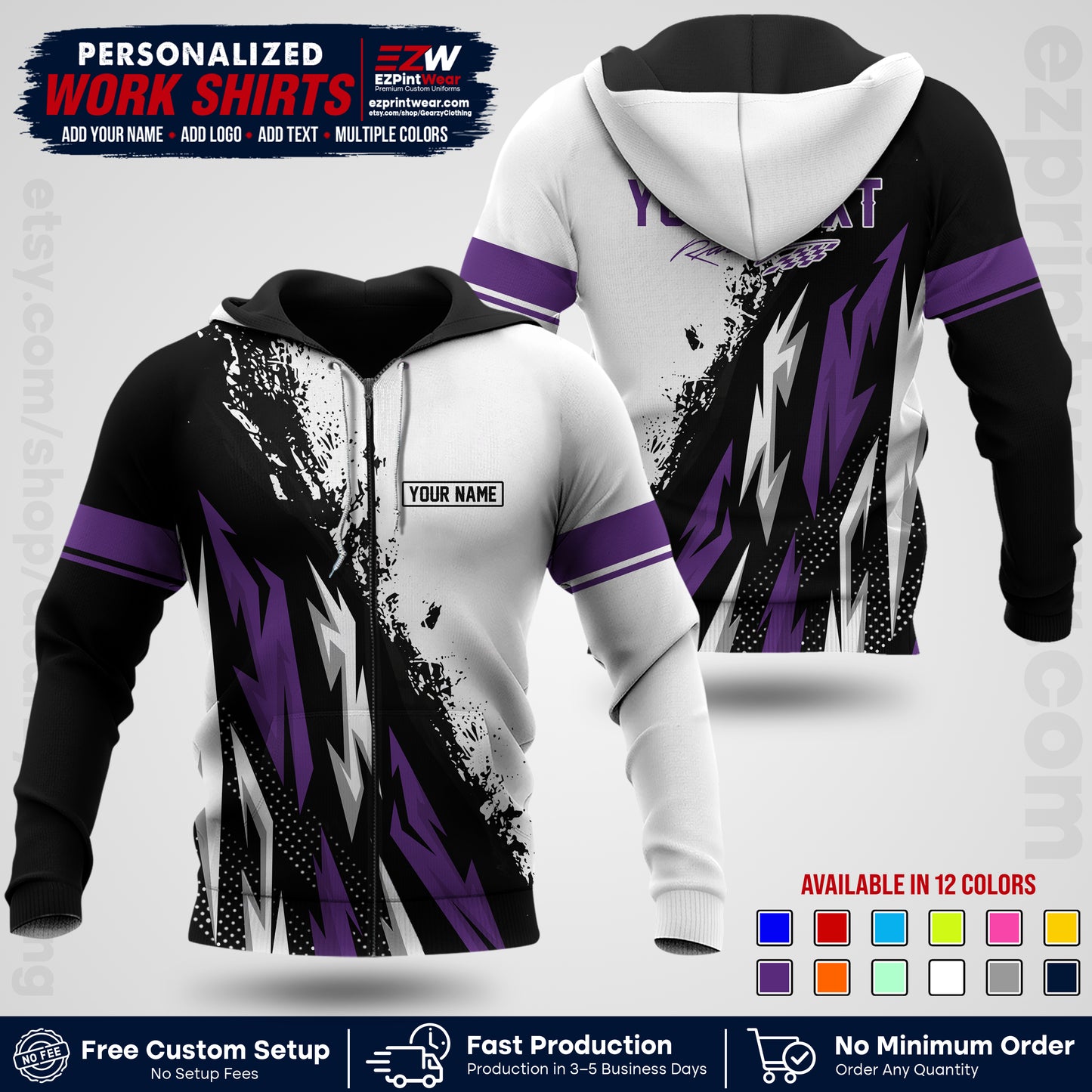 Custom Racing Shirt with Name, Logo & Text | Race Team Uniform | Crew Apparel RC08