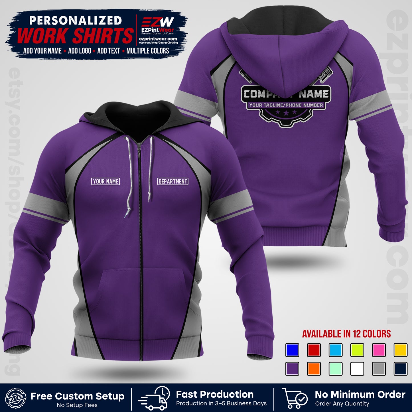 Custom Mechanic Work Shirt with Name, Logo & Text | Auto Shop Uniform | Workwear MCN 09