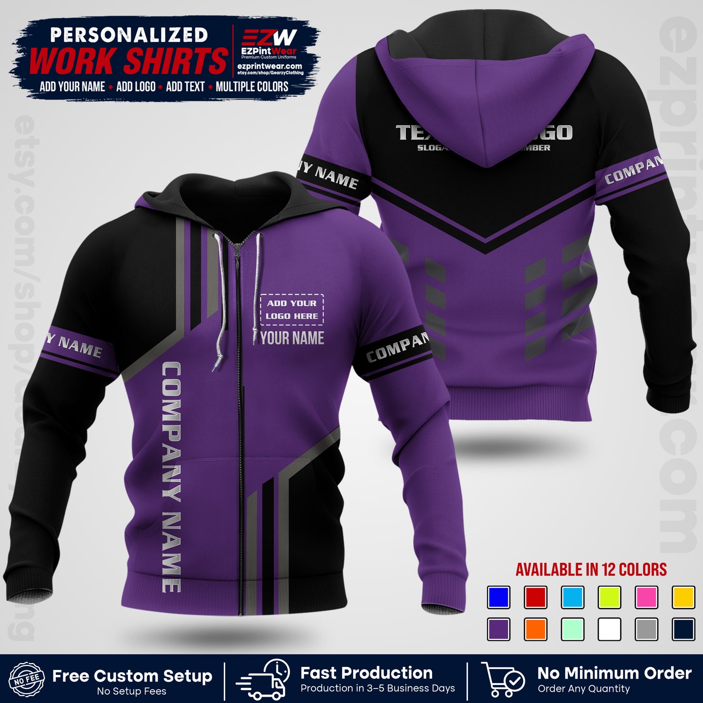 Custom All Over Print Work Uniform Shirt with Name, Logo & Text | Custom Hawaiian Shirt | Company Shirt | Employee Uniform UNF10