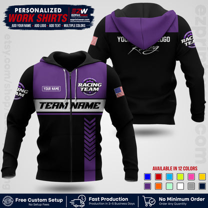 Custom Racing Shirt with Name, Logo & Text | Race Team Uniform | Crew Apparel RC02