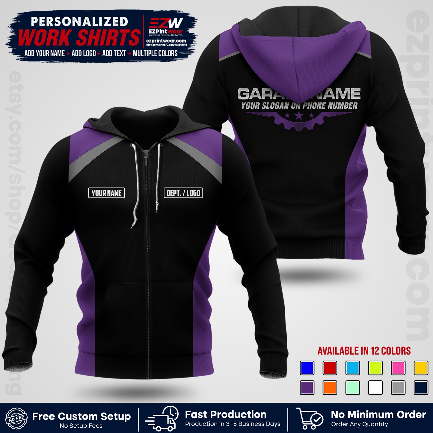 Custom Mechanic Work Shirt with Name, Logo & Text | Auto Shop Uniform | Workwear MCN 06