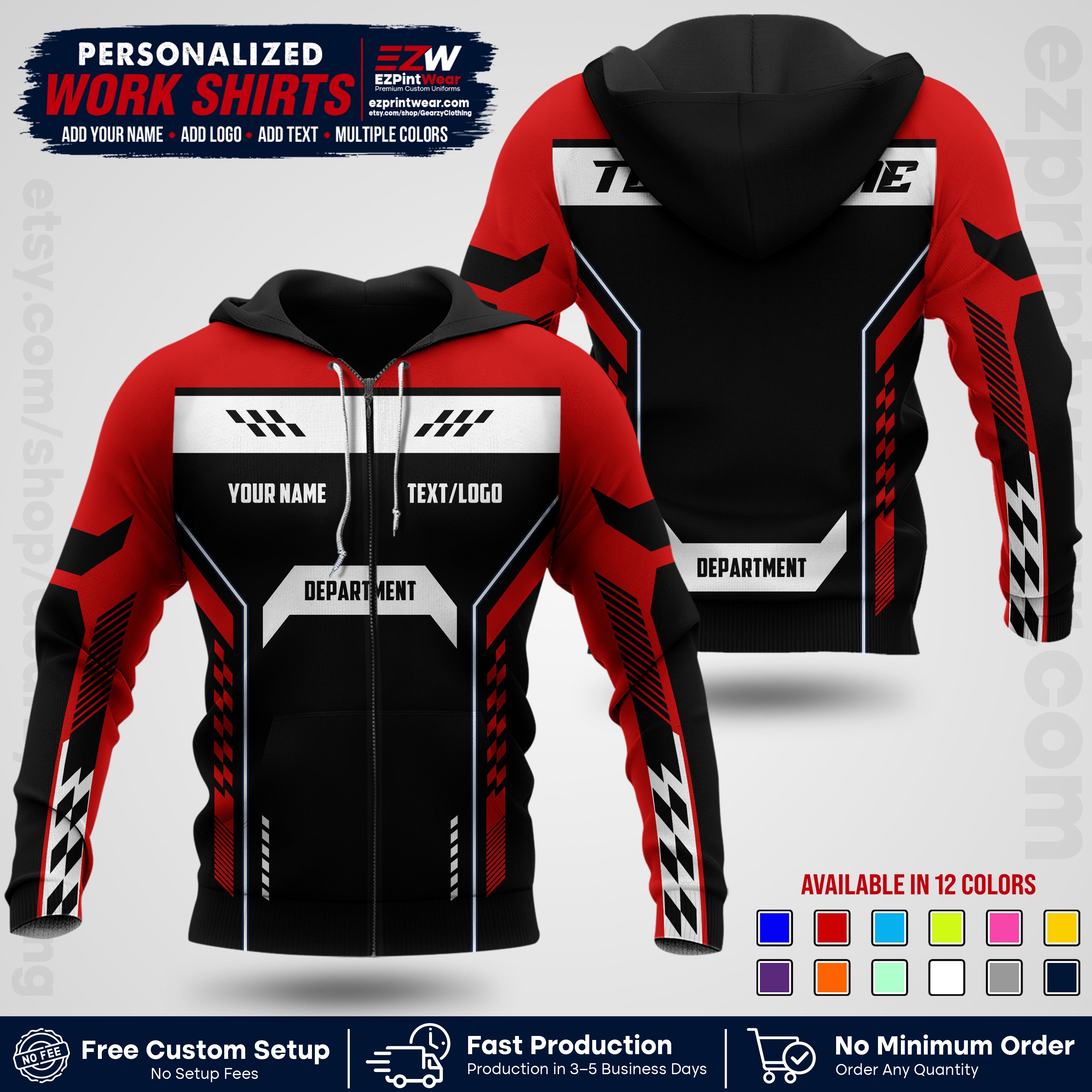 Custom All Over Print Work Uniform Shirt with Name, Logo & Text | Custom Hawaiian Shirt | Company Shirt | Employee Uniform UNF18