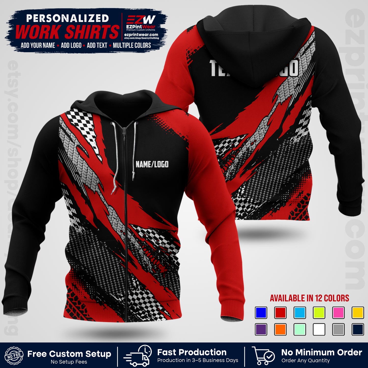 Custom Racing Shirt with Name, Logo & Text | Race Team Uniform | Crew Apparel RC05