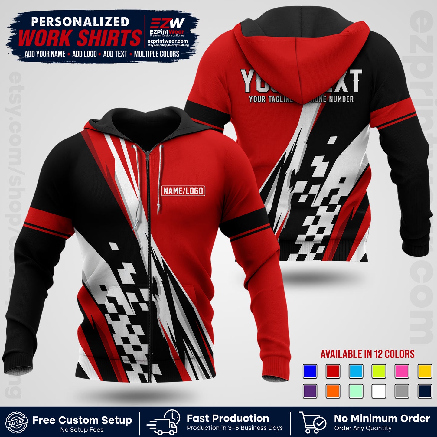 Custom Racing Shirt with Name, Logo & Text | Race Team Uniform | Crew Apparel RC04