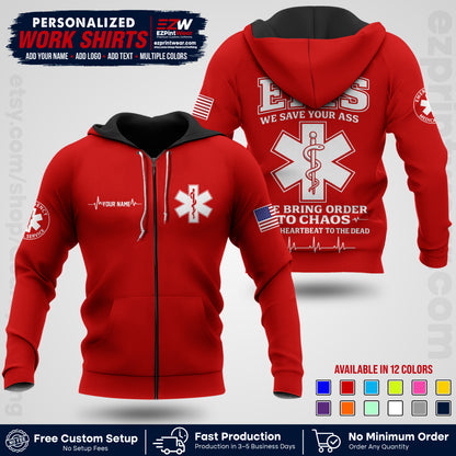 Custom EMS Shirt with Name, Logo & Text | EMS Team Uniform | First Responder Workwear EMSU05