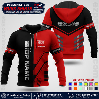 Custom All Over Print Work Uniform Shirt with Name, Logo & Text | Custom Hawaiian Shirt | Company Shirt | Employee Uniform UNF11