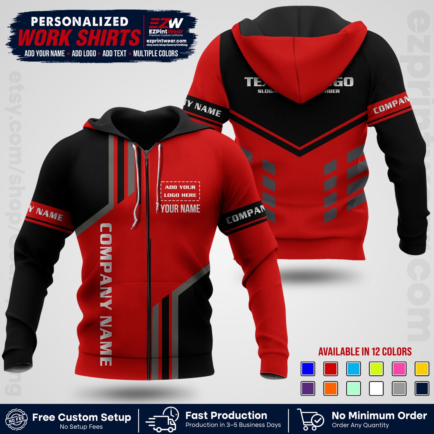 Custom All Over Print Work Uniform Shirt with Name, Logo & Text | Custom Hawaiian Shirt | Company Shirt | Employee Uniform UNF10