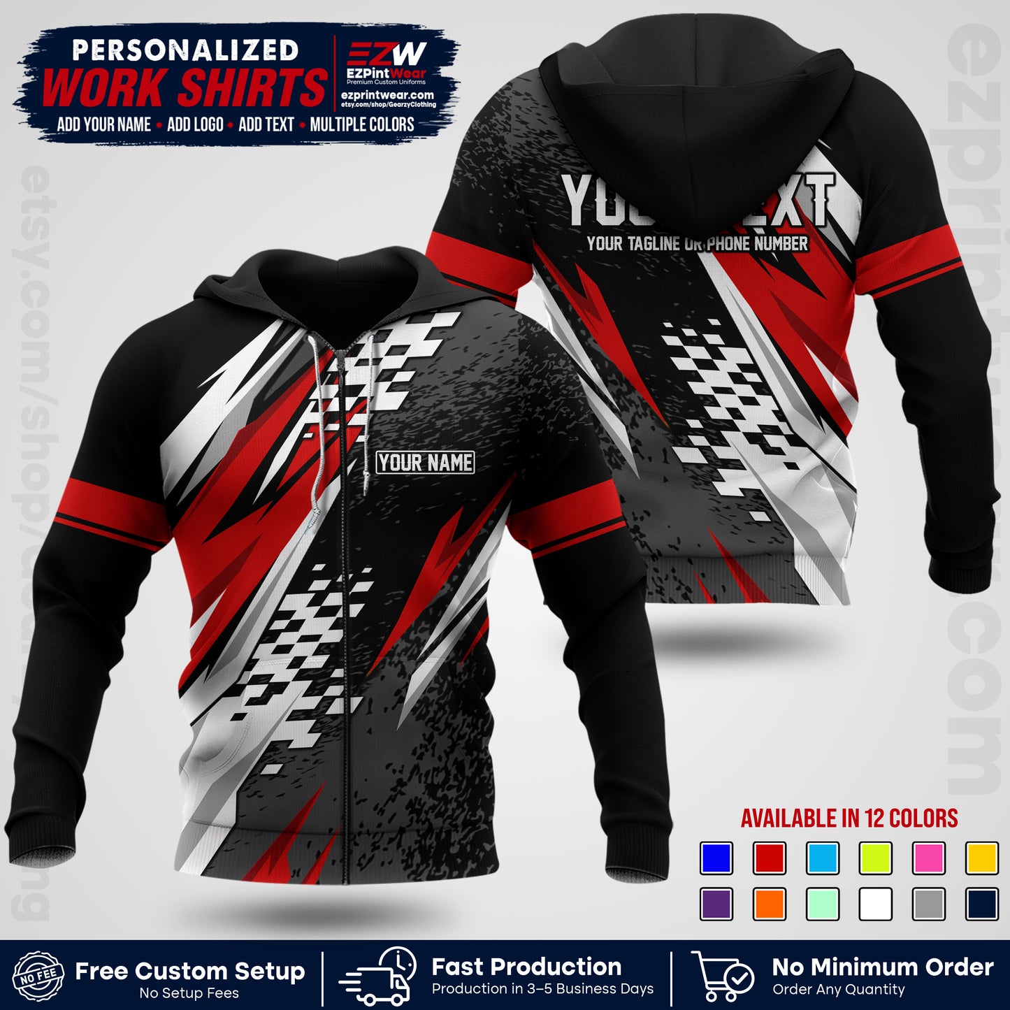 Custom Racing Shirt with Name, Logo & Text | Race Team Uniform | Crew Apparel RC03