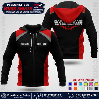 Custom Mechanic Work Shirt with Name, Logo & Text | Auto Shop Uniform | Workwear MCN 06