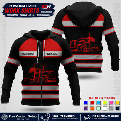 Personalized Truck Driver Workwear Uniform | Custom Safety Stripe Apparel | Non-Reflective Reflective Style Design TW02