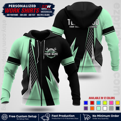 Custom Mechanic Work Shirt with Name, Logo & Text | Auto Shop Uniform | Workwear MCN 01