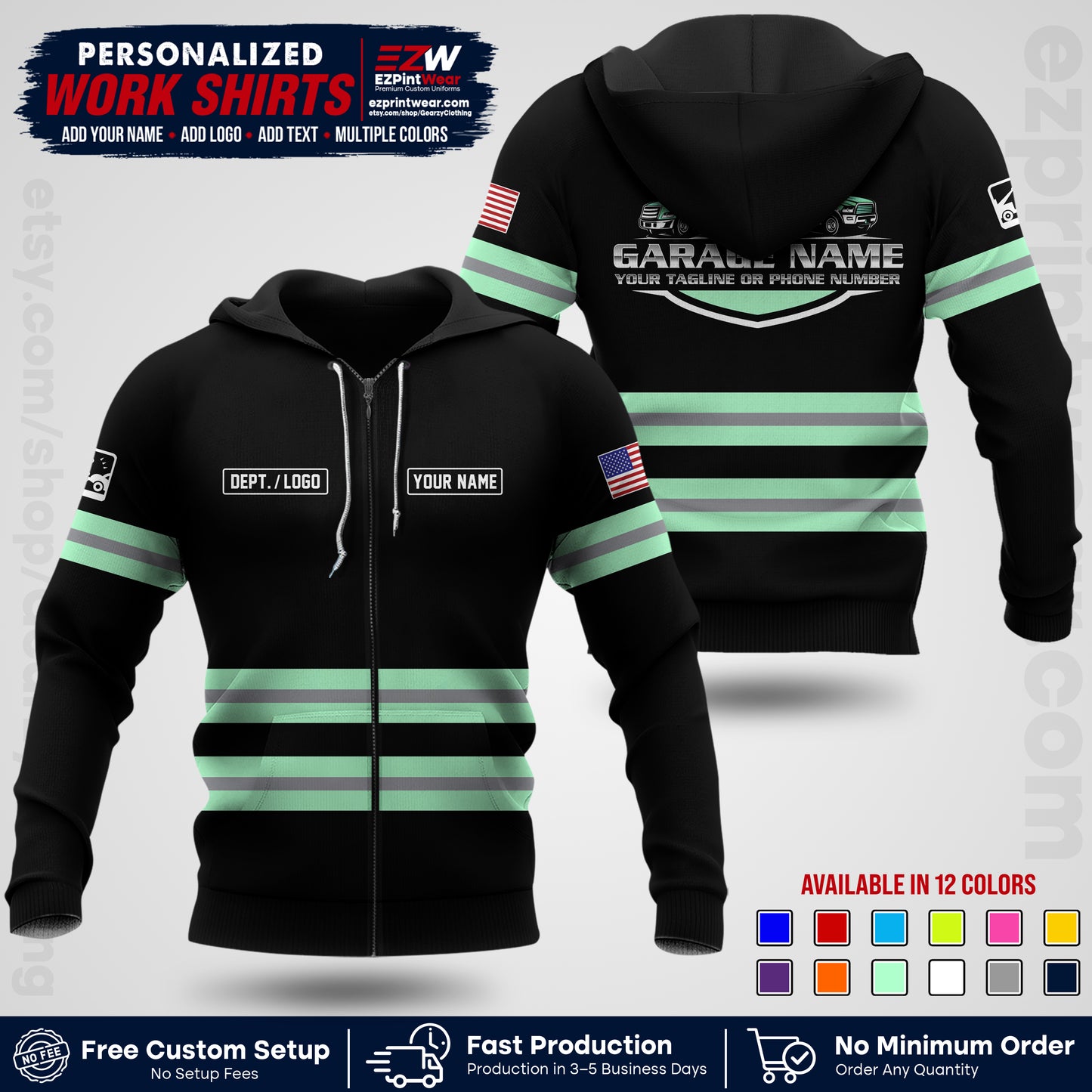 Custom Towing Workwear Uniform | Personalized Tow Truck Shirt | Non-Reflective Safety Stripe Apparel | Custom Towing Shirt | Tow Truck Apparel TW03