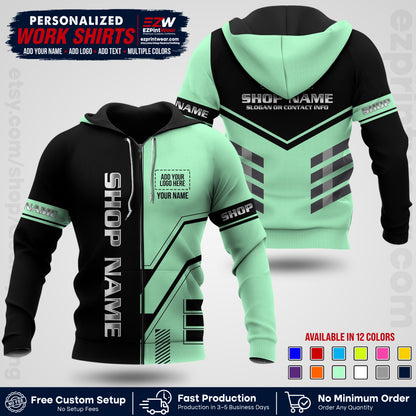 Custom All Over Print Work Uniform Shirt with Name, Logo & Text | Custom Hawaiian Shirt | Company Shirt | Employee Uniform UNF11