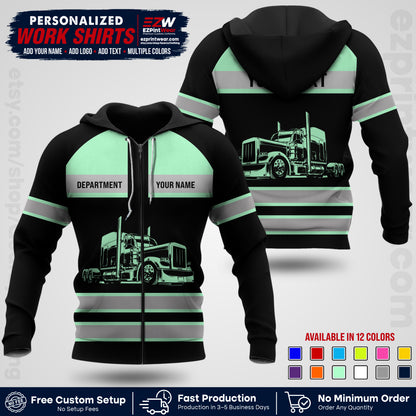 Personalized Truck Driver Workwear Uniform | Custom Safety Stripe Apparel | Non-Reflective Reflective Style Design TW02
