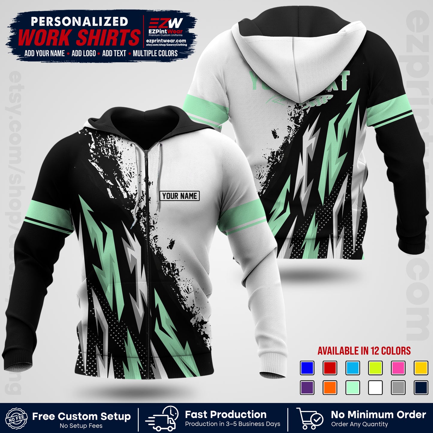 Custom Racing Shirt with Name, Logo & Text | Race Team Uniform | Crew Apparel RC08