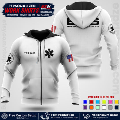 Custom EMS Shirt with Name, Logo & Text | EMS Team Uniform | First Responder Workwear EMSU01