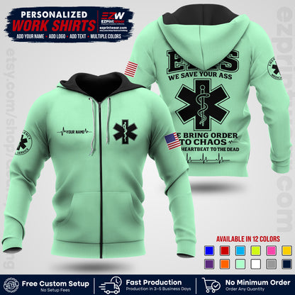 Custom EMS Shirt with Name, Logo & Text | EMS Team Uniform | First Responder Workwear EMSU05