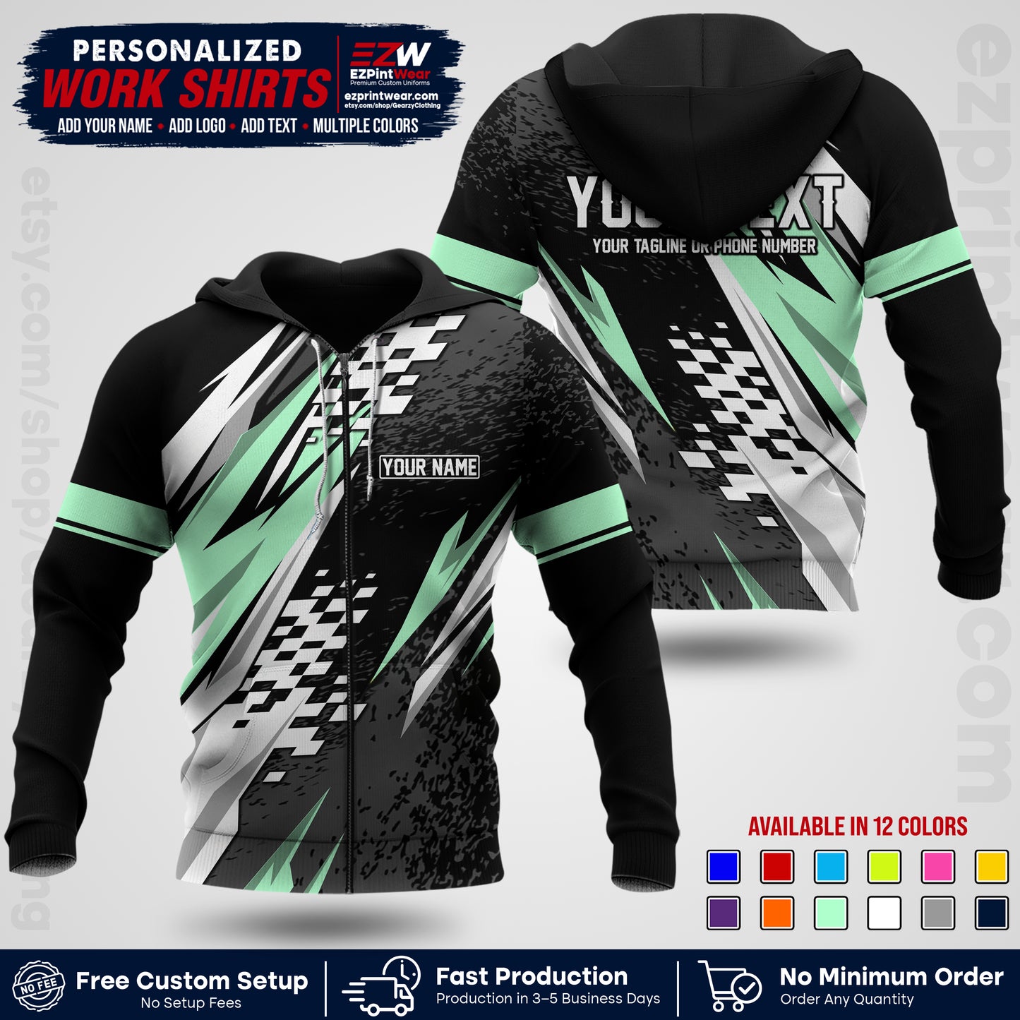 Custom Racing Shirt with Name, Logo & Text | Race Team Uniform | Crew Apparel RC03
