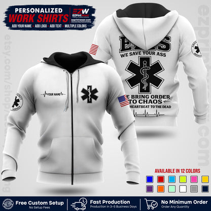 Custom EMS Shirt with Name, Logo & Text | EMS Team Uniform | First Responder Workwear EMSU05