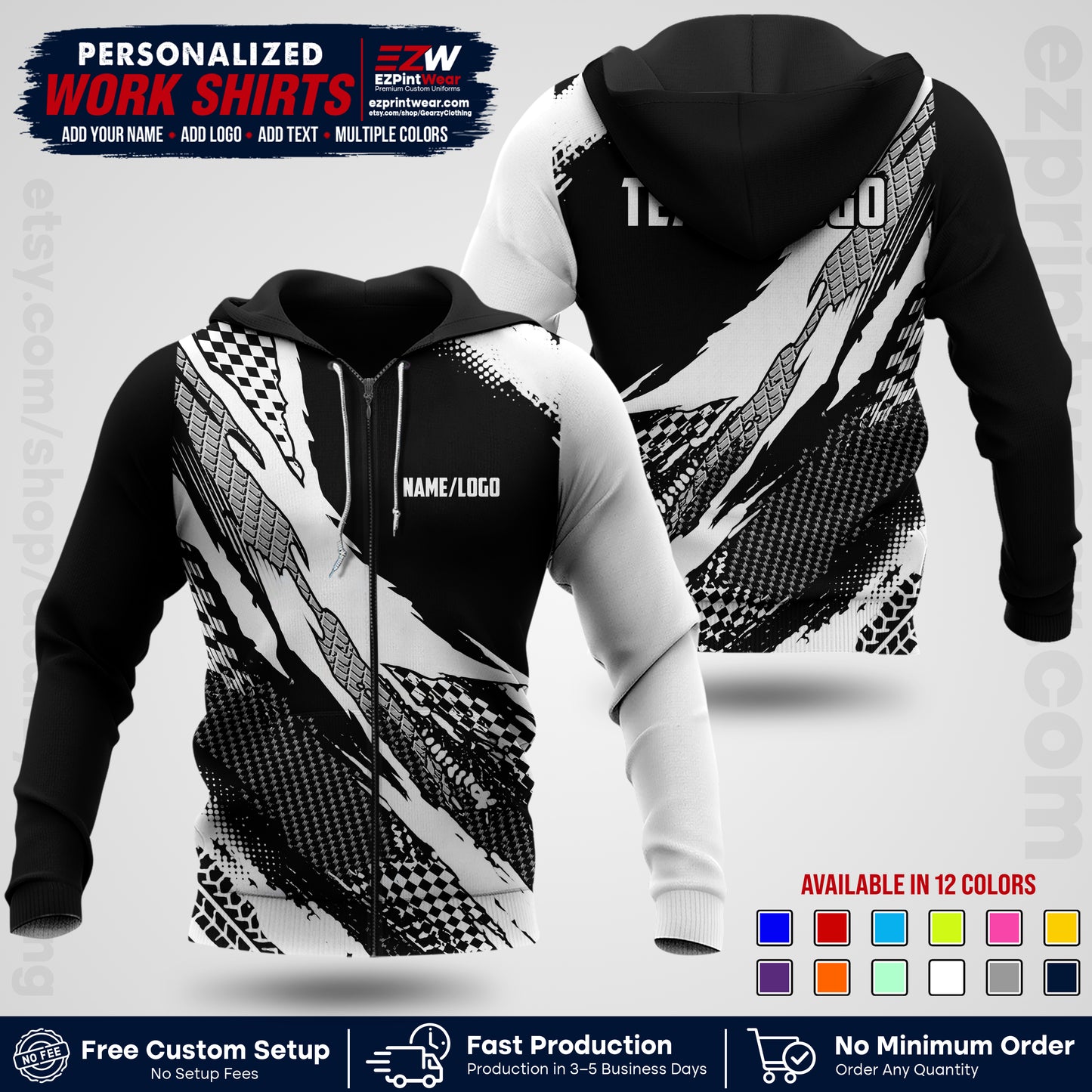 Custom Racing Shirt with Name, Logo & Text | Race Team Uniform | Crew Apparel RC05