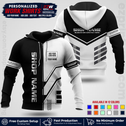 Custom All Over Print Work Uniform Shirt with Name, Logo & Text | Custom Hawaiian Shirt | Company Shirt | Employee Uniform UNF11