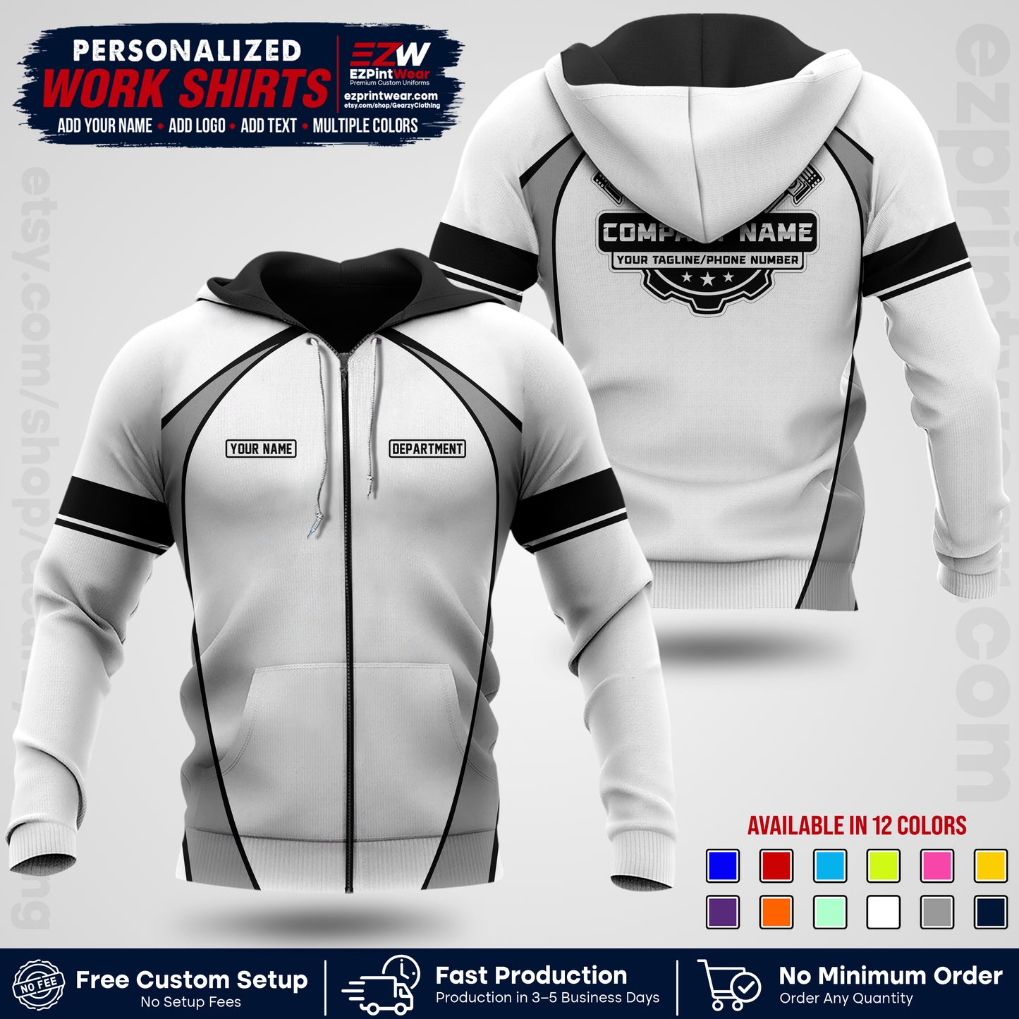 Custom Mechanic Work Shirt with Name, Logo & Text | Auto Shop Uniform | Workwear MCN 09
