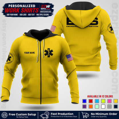 Custom EMS Shirt with Name, Logo & Text | EMS Team Uniform | First Responder Workwear EMSU01