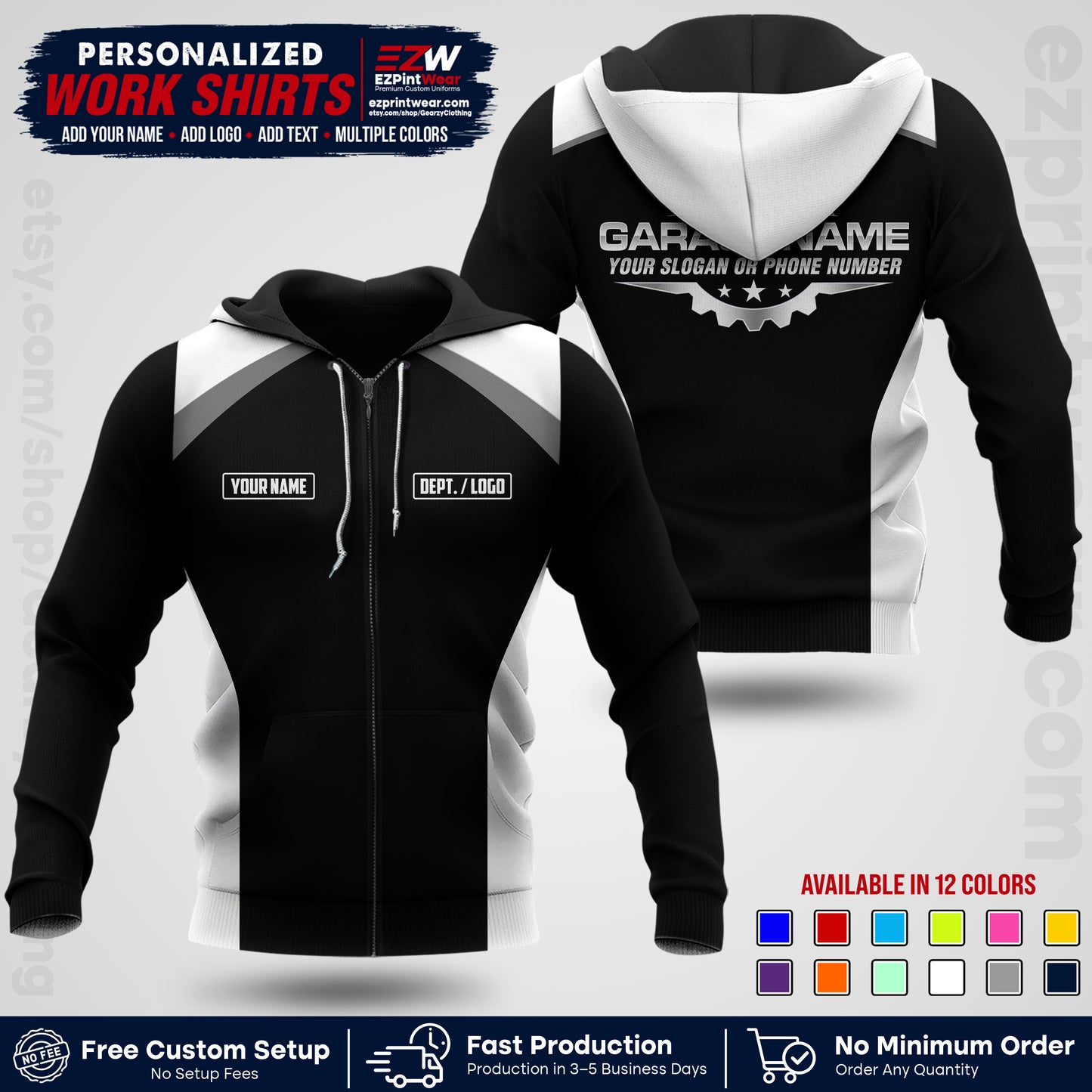 Custom Mechanic Work Shirt with Name, Logo & Text | Auto Shop Uniform | Workwear MCN 06