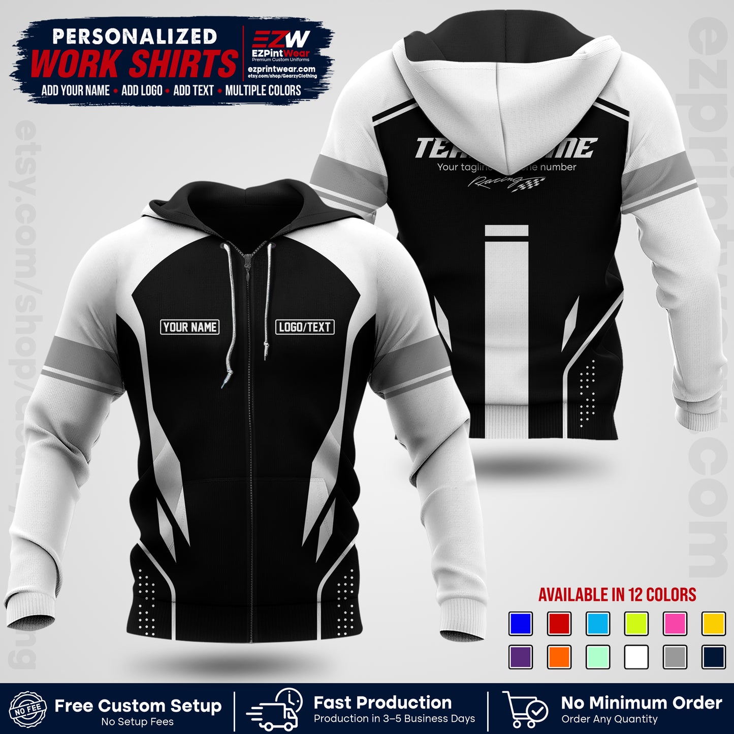 Custom Racing Shirt with Name, Logo & Text | Race Team Uniform | Crew Apparel RC06