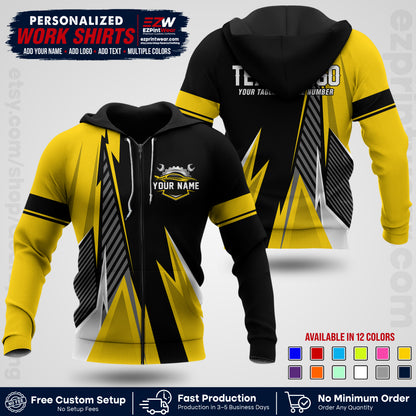 Custom Mechanic Work Shirt with Name, Logo & Text | Auto Shop Uniform | Workwear MCN 01
