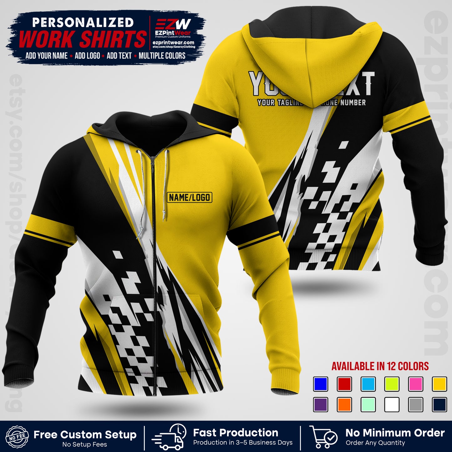 Custom Racing Shirt with Name, Logo & Text | Race Team Uniform | Crew Apparel RC04
