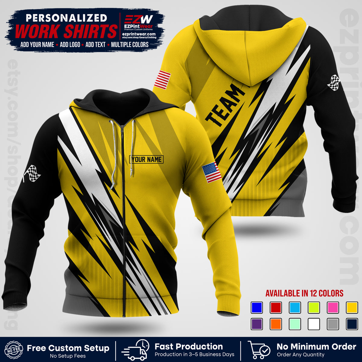 Custom Racing Shirt with Name, Logo & Text | Race Team Uniform | Crew Apparel RC15