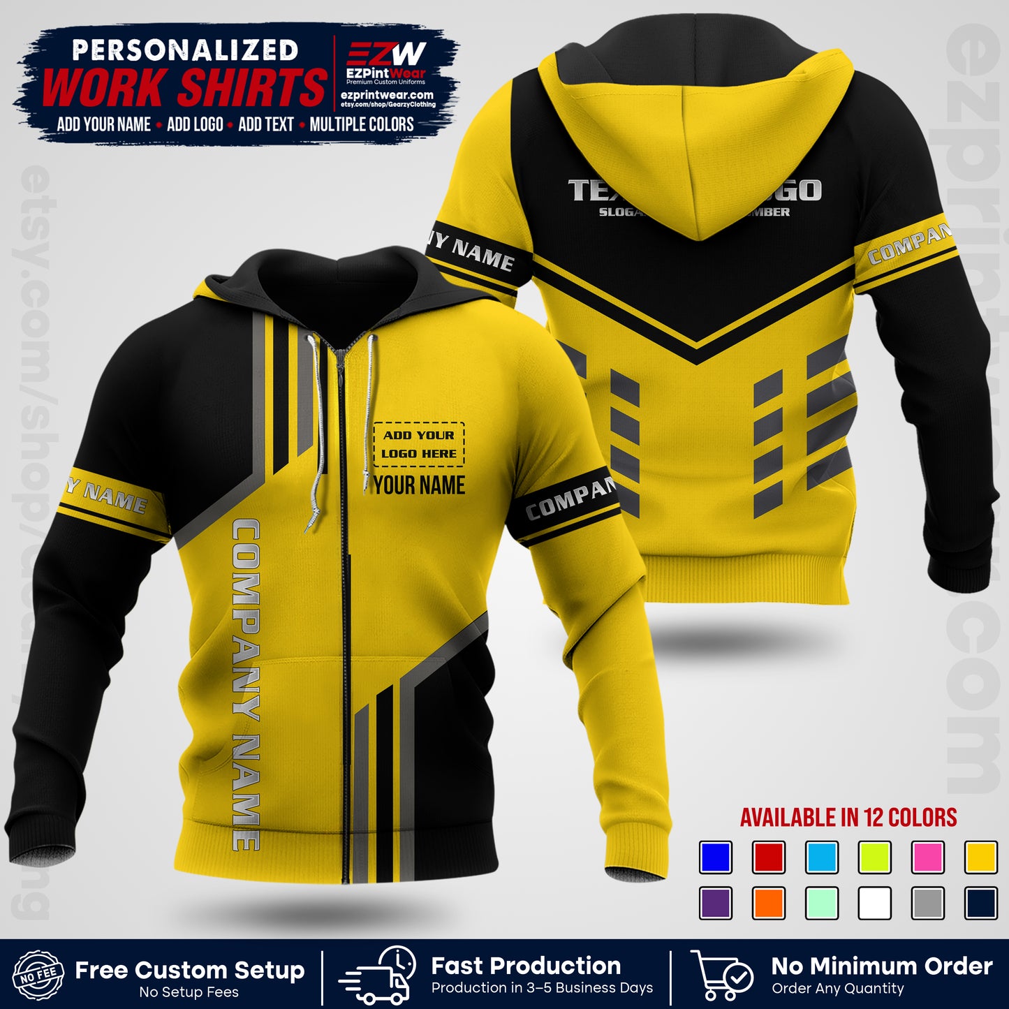 Custom All Over Print Work Uniform Shirt with Name, Logo & Text | Custom Hawaiian Shirt | Company Shirt | Employee Uniform UNF10