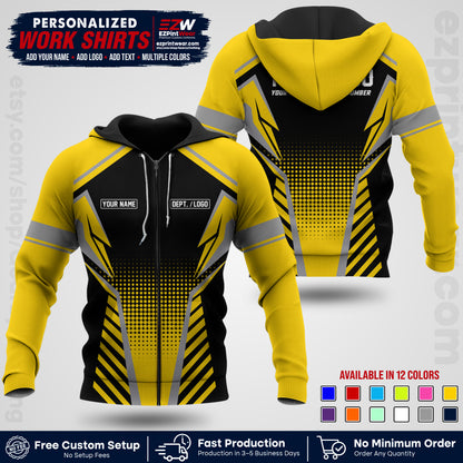 Custom All Over Print Work Uniform Shirt with Name, Logo & Text | Custom Hawaiian Shirt | Company Shirt | Employee Uniform UNF14