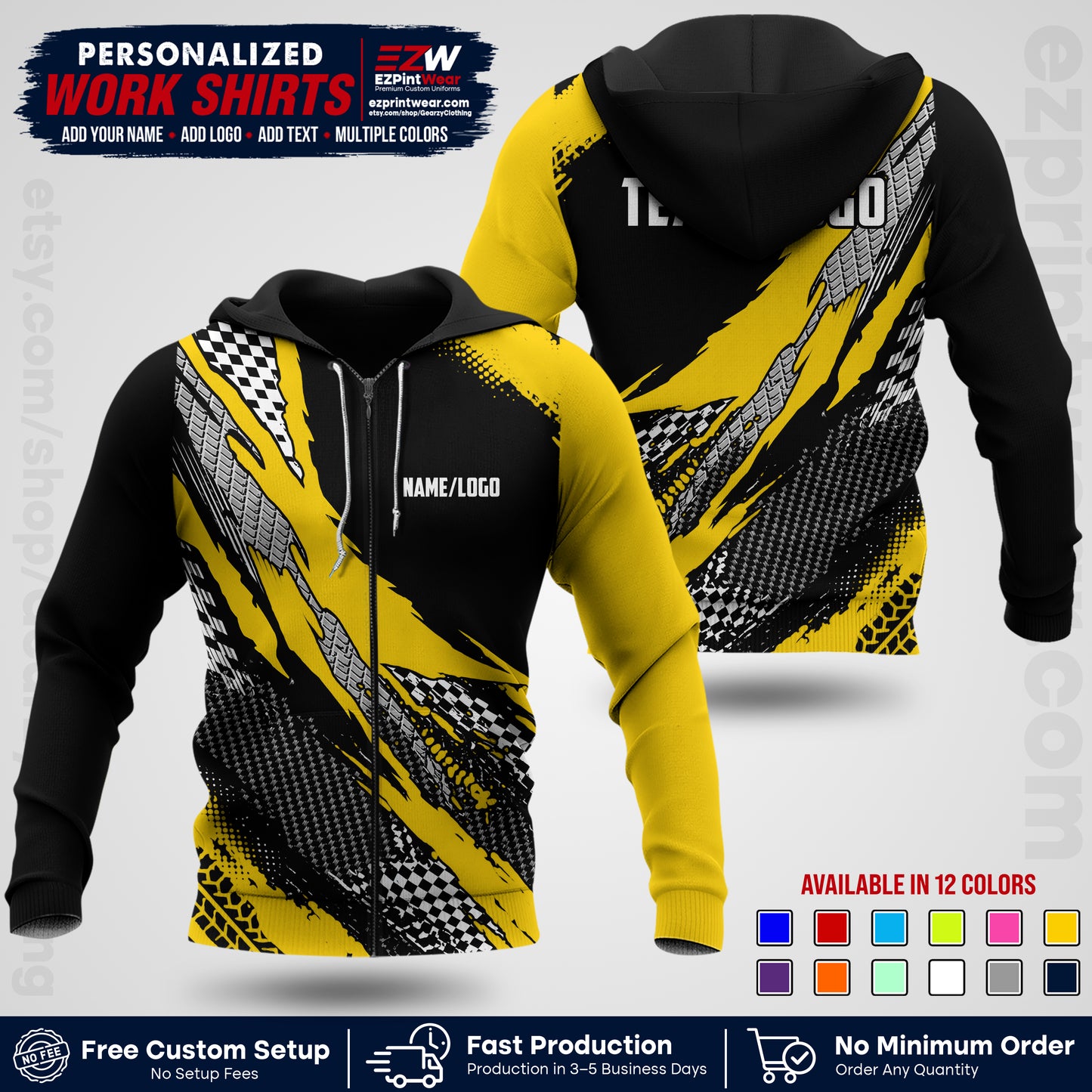 Custom Racing Shirt with Name, Logo & Text | Race Team Uniform | Crew Apparel RC05