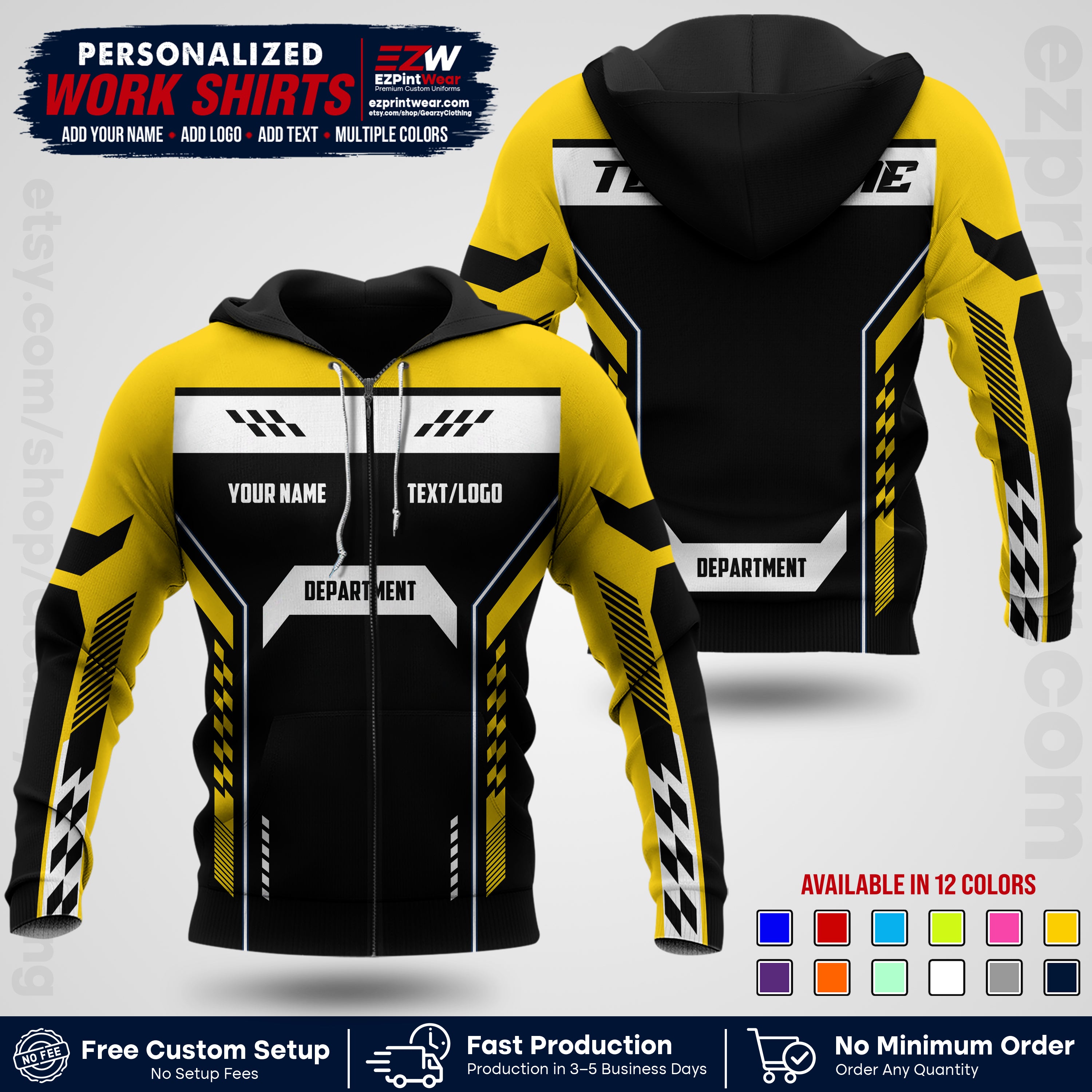 Custom All Over Print Work Uniform Shirt with Name, Logo & Text | Custom Hawaiian Shirt | Company Shirt | Employee Uniform UNF18