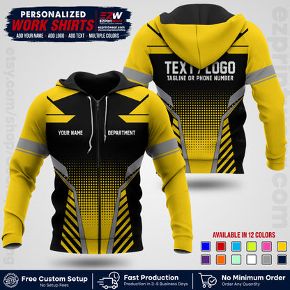 Custom All Over Print Work Uniform Shirt with Name, Logo & Text | Custom Hawaiian Shirt | Company Shirt | Employee Uniform UNF06