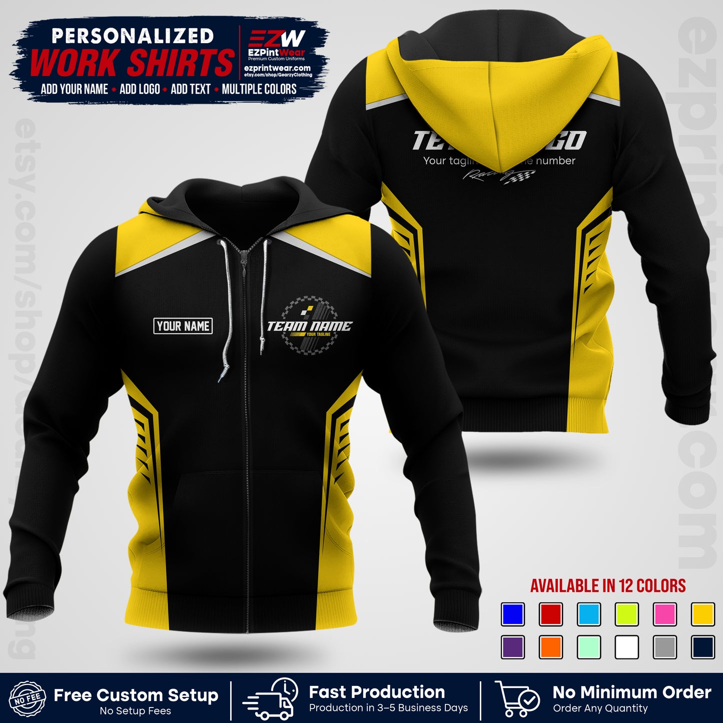 Custom Racing Shirt with Name, Logo & Text | Race Team Uniform | Crew Apparel RC07